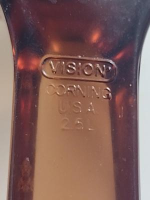 Three Corningware Vision Amber Glass Pots with Lids