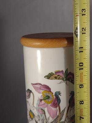 Portmeirion Porcelain Botanical Canisters with Wooden Lids- Six Pieces- Assorted Sizes