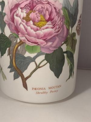 Portmeirion Porcelain Botanical Canisters with Wooden Lids- Six Pieces- Assorted Sizes