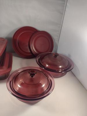 Pyrex and Corningware Visions Cranberry Glass Bakeware