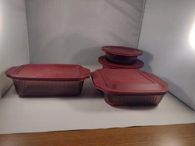 Pyrex and Corningware Visions Cranberry Glass Bakeware