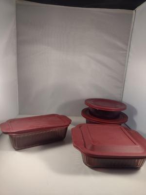 Pyrex and Corningware Visions Cranberry Glass Bakeware