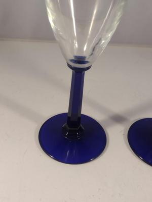 Cobalt Stem Champagne Flutes/Wine Goblets- 7 Pieces