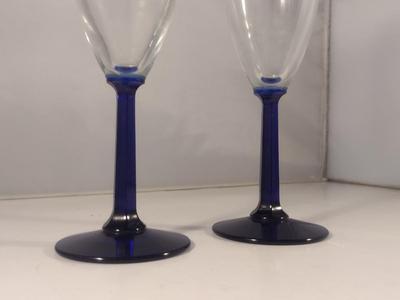 Cobalt Stem Champagne Flutes/Wine Goblets- 7 Pieces