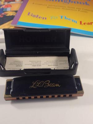 L.L. Bean Hohner Harmonica with Case and Song Books