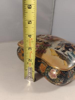 Hand Painted Porcelain Asian Design Storage Box