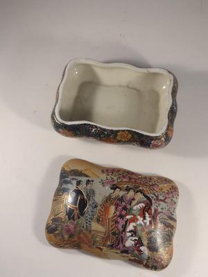 Hand Painted Porcelain Asian Design Storage Box