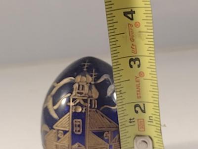 Cobalt Blue Glass Russian Faberge Style Egg