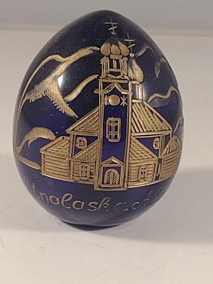 Cobalt Blue Glass Russian Faberge Style Egg