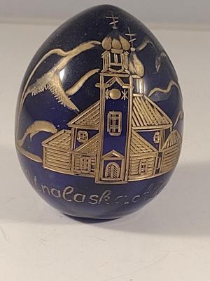 Cobalt Blue Glass Russian Faberge Style Egg