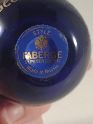Cobalt Blue Glass Russian Faberge Style Egg