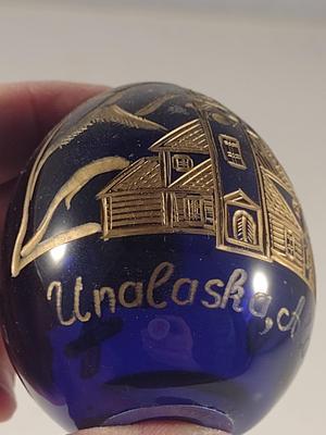 Cobalt Blue Glass Russian Faberge Style Egg