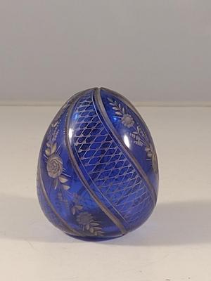 Cobalt Blue Glass Russian Faberge Style Egg