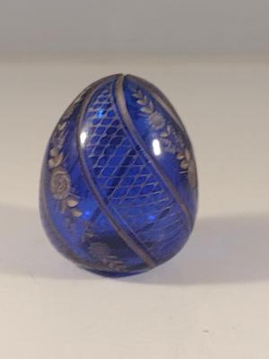 Cobalt Blue Glass Russian Faberge Style Egg
