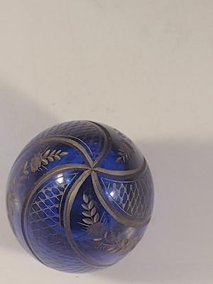 Cobalt Blue Glass Russian Faberge Style Egg