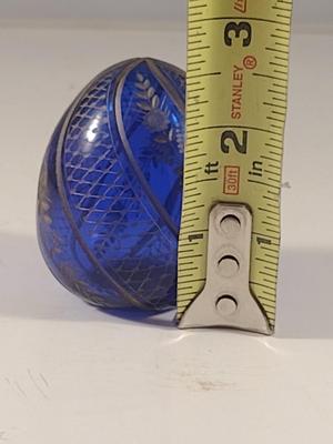 Cobalt Blue Glass Russian Faberge Style Egg
