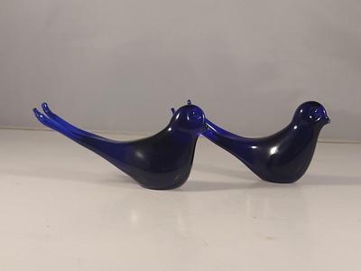 Pair of Cobalt Blue Glass Birds