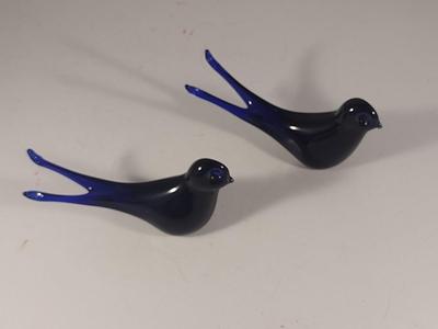 Pair of Cobalt Blue Glass Birds