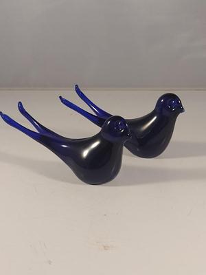 Pair of Cobalt Blue Glass Birds