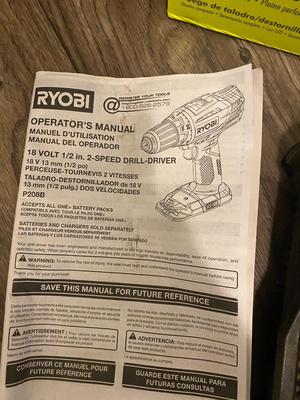 Very Nice RYOBI 18v Cordless Drill w/2 Batteries in Original Box