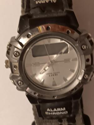 Sports watch = 165 FT. Water resistant wristwatch with Velcro band