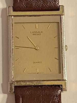 Vintage Lassale Geiko Quartz wristwatch with leather band and paperwork