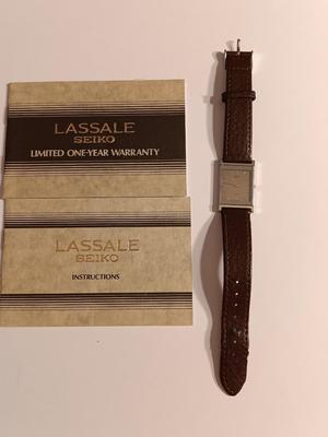 Vintage Lassale Geiko Quartz wristwatch with leather band and paperwork