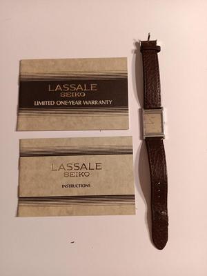 Vintage Lassale Geiko Quartz wristwatch with leather band and paperwork