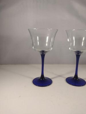 Cobalt Stemmed Wine Goblets- 11 Pieces