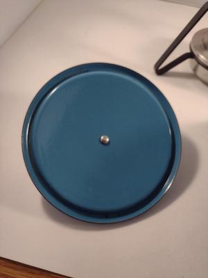 MCM Cathrineholm Enamelware White on Blue Lotus Fondue Pot