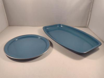 Two Enamelware Plates/Serving Trays- Color Matches Cathrineholm Pieces