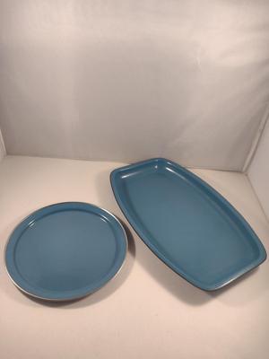 Two Enamelware Plates/Serving Trays- Color Matches Cathrineholm Pieces