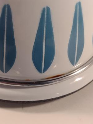 MCM Cathrineholm Enamelware Blue and White Lotus 6" Casserole with Lid