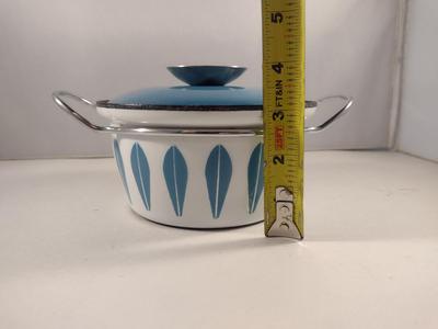 MCM Cathrineholm Enamelware Blue and White Lotus 6" Casserole with Lid