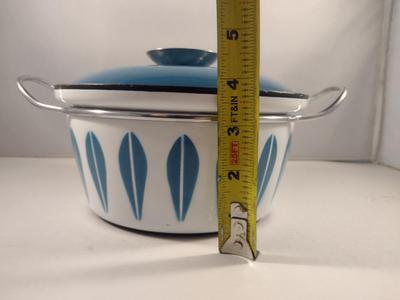 MCM Cathrineholm Enamelware Blue and White Lotus 7 3/4" Casserole with Lid