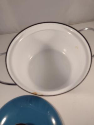 MCM Cathrineholm Enamelware Blue and White Lotus 7 3/4" Casserole with Lid