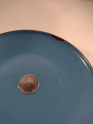 MCM Cathrineholm Enamelware Blue and White Lotus 7 3/4" Casserole with Lid