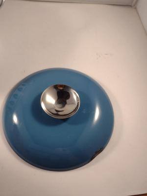 MCM Cathrineholm Enamelware Blue and White Lotus 7 3/4" Casserole with Lid