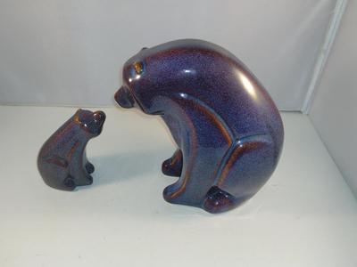 Glazed Ceramic Mama and Baby Bear Set
