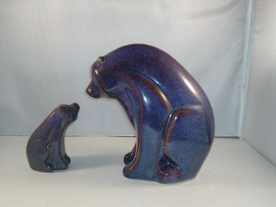 Glazed Ceramic Mama and Baby Bear Set