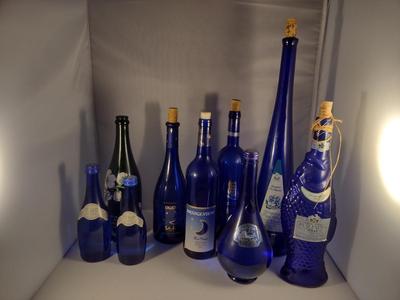 Collection of Cobalt Blue Glass Bottles