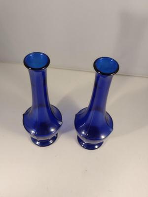 Pair of Cobalt Blue Glass Vases