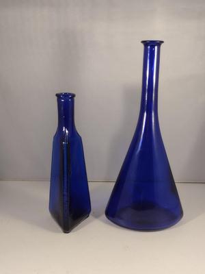 Pair of Cobalt Blue Glass Bottles