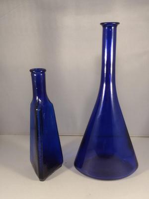 Pair of Cobalt Blue Glass Bottles