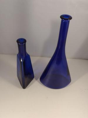 Pair of Cobalt Blue Glass Bottles