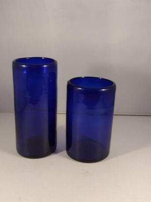 Pair of Cobalt Blue Blown Glass Drinking Glasses