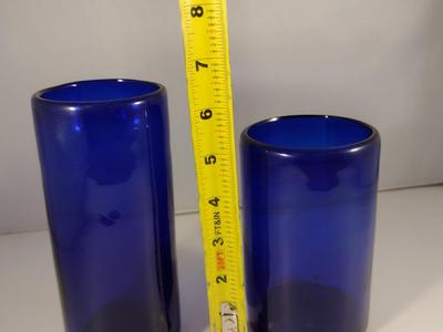 Pair of Cobalt Blue Blown Glass Drinking Glasses