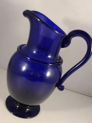 Cobalt Blue Art Glass Pitcher