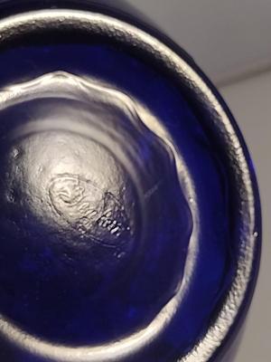 Fenton Cobalt Blue Art Glass Coin Dot Pitcher with Ruffled Top