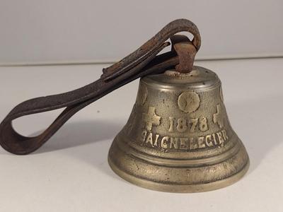 Antique Swiss Brass Cow Bell- 1878 Saicnelecier Chiantel Fondeur